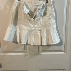 Michael Kors Cream Ruffle Mini Skirt